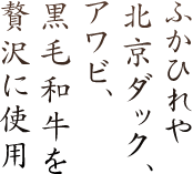 ふかひれや北京ダック、アワビ、黒毛和牛を贅沢に使用